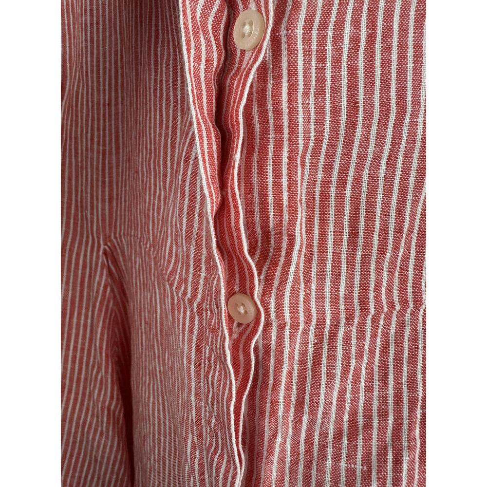 Lauren Ralph Lauren Striped Tie-Front Linen Shirt Red White Women's Plus Size 3X - Picture 6 of 10